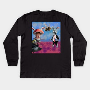 watercolor zombie rabbit wildlife with mushroom Kids Long Sleeve T-Shirt